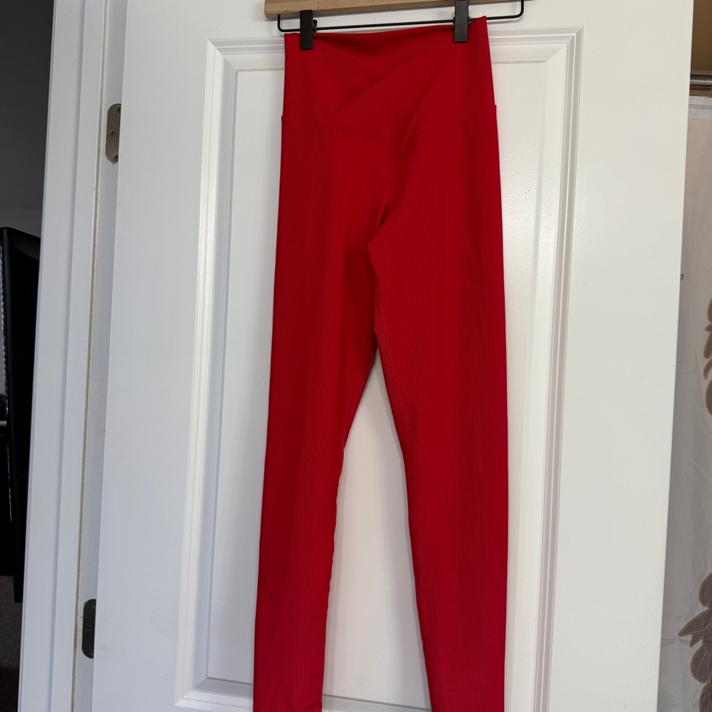 Beach Riot Red Ayla Ribbed Leggings S - Picture 2 of 5